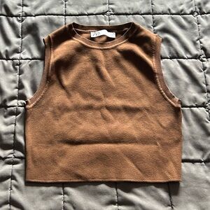Zara Brown Knit Tank Top